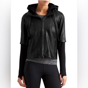 Derek Lam IOC x Athleta Collab Downtown Black Soft Lamb Leather Jacket XS *EUC*